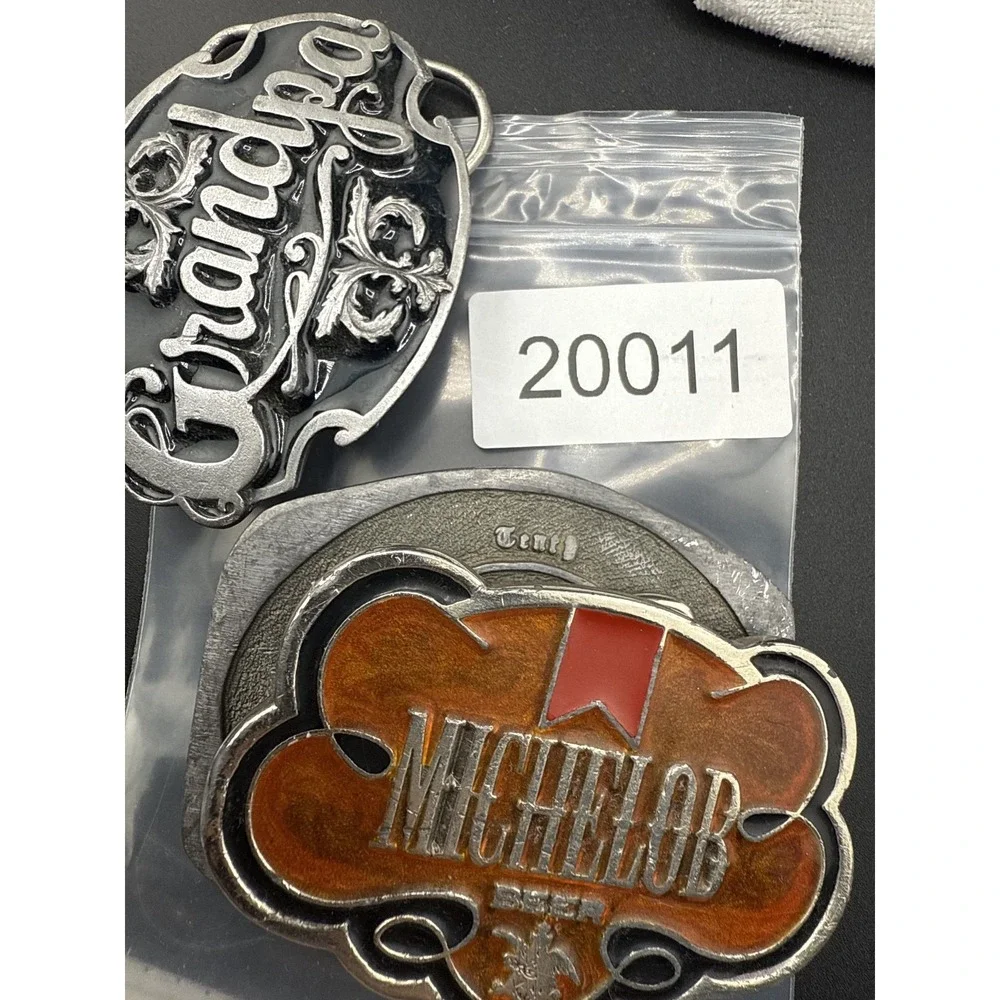 Vintage Belt‎ Buckle Lot Michelob Grandpa Heavy